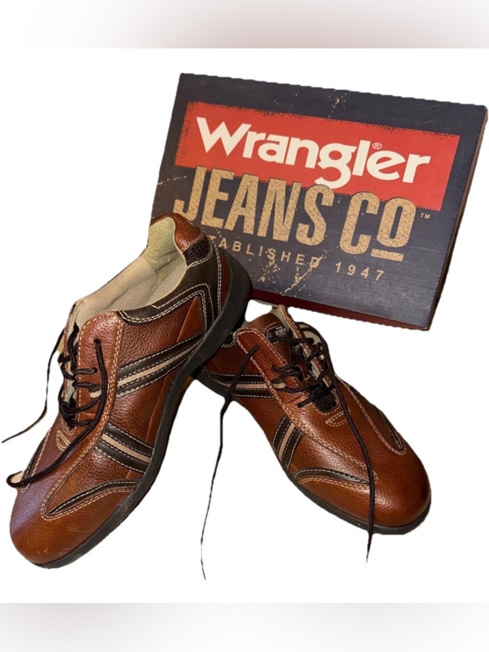 Wrangler Jeans Co. Men’s Sz 9 1/2 Leather Casual Shoes New In Box